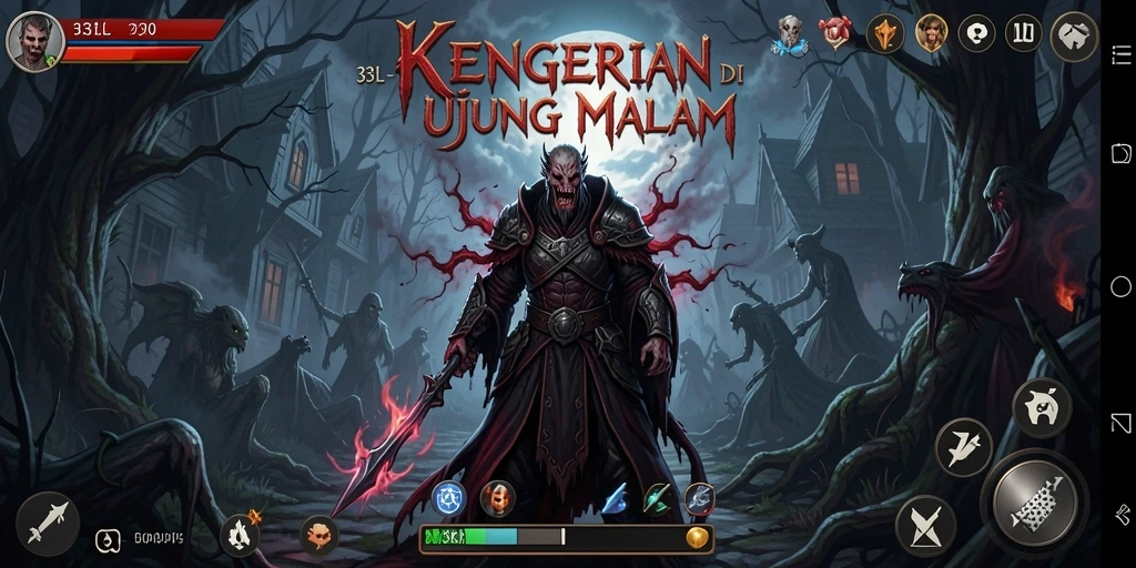 Tampilkan gameplay mencekam dalam suasana gelap dan penuh misteri.