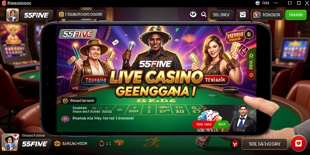 Tampilan menarik dari gameplay Live Casino di 55FIVE.