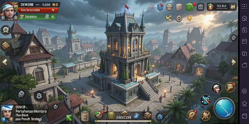 Gameplay DEWI288 menampilkan pertarungan menara yang intens.