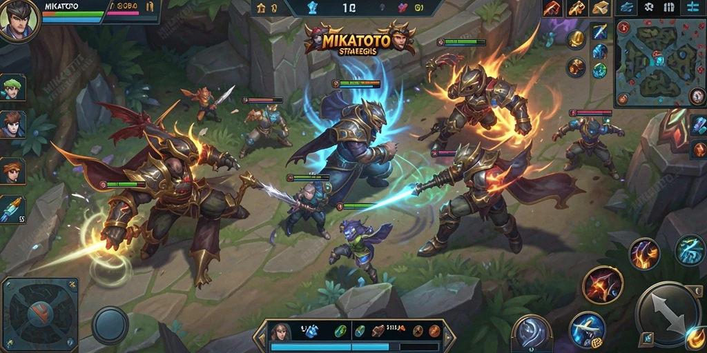 Screenshot tampilan gameplay MOBA MIKATOTO yang seru.
