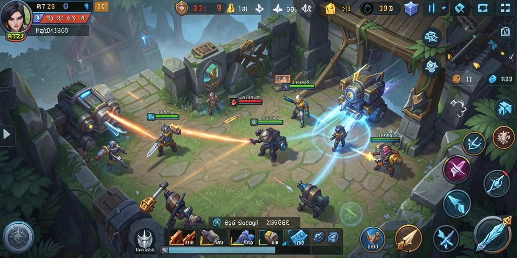 Screenshot gameplay RTZZ yang menampilkan strategi pertempuran yang mendebarkan.